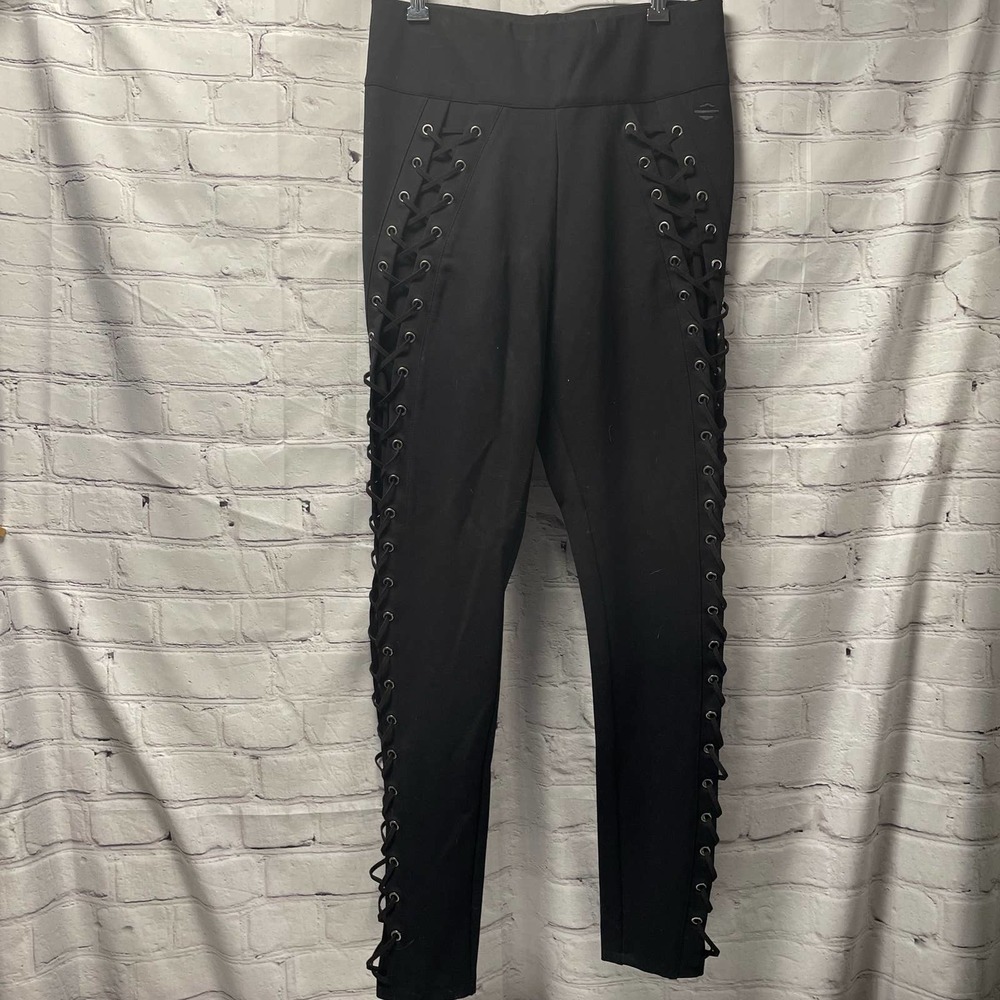Harley-Davidson Black Lace-Up Side Panel Leggings